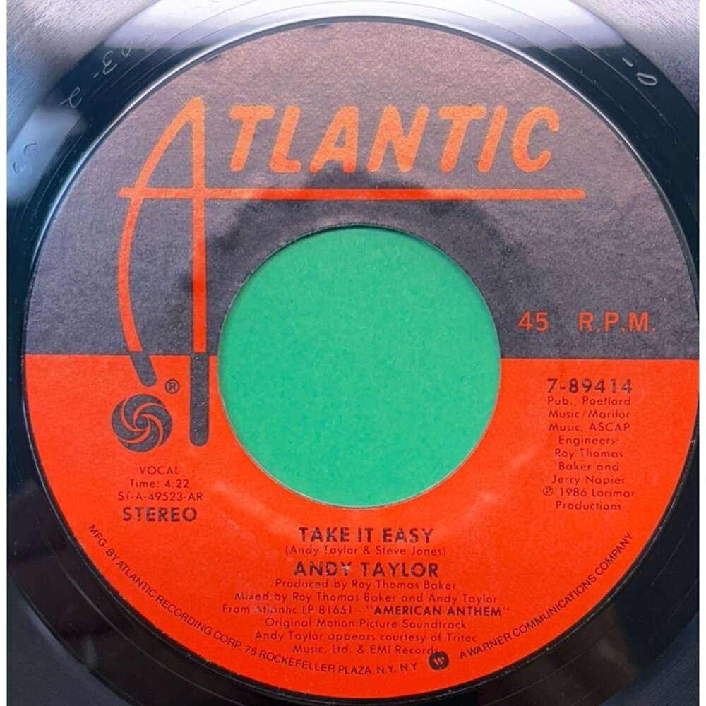 Andy Taylor Take It Easy / Angel Eyes 45 Rock 80s American Anthem Soundtrack
